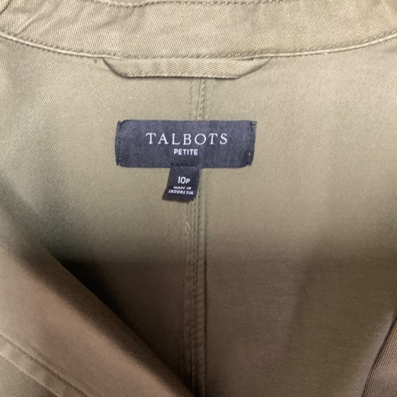 TALBOTS Petite Cotton Blend Unstructured Button Front Blazer Army Green Sz 10p - Picture 4 of 8